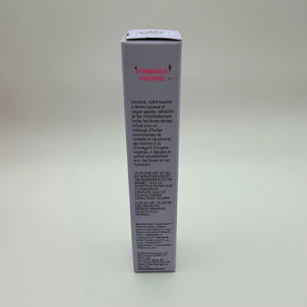 Polite Society Polite Pout Glossy Lip Balm Coconut Cream Full Size NIB